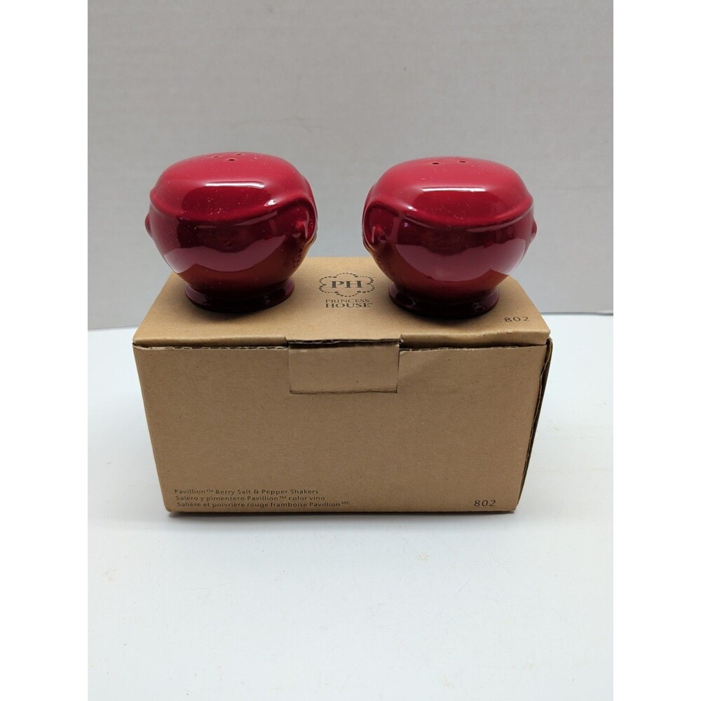 New In Box Princess House Pavillion Berry Salt & Pepper Shakers Elegant Shakers